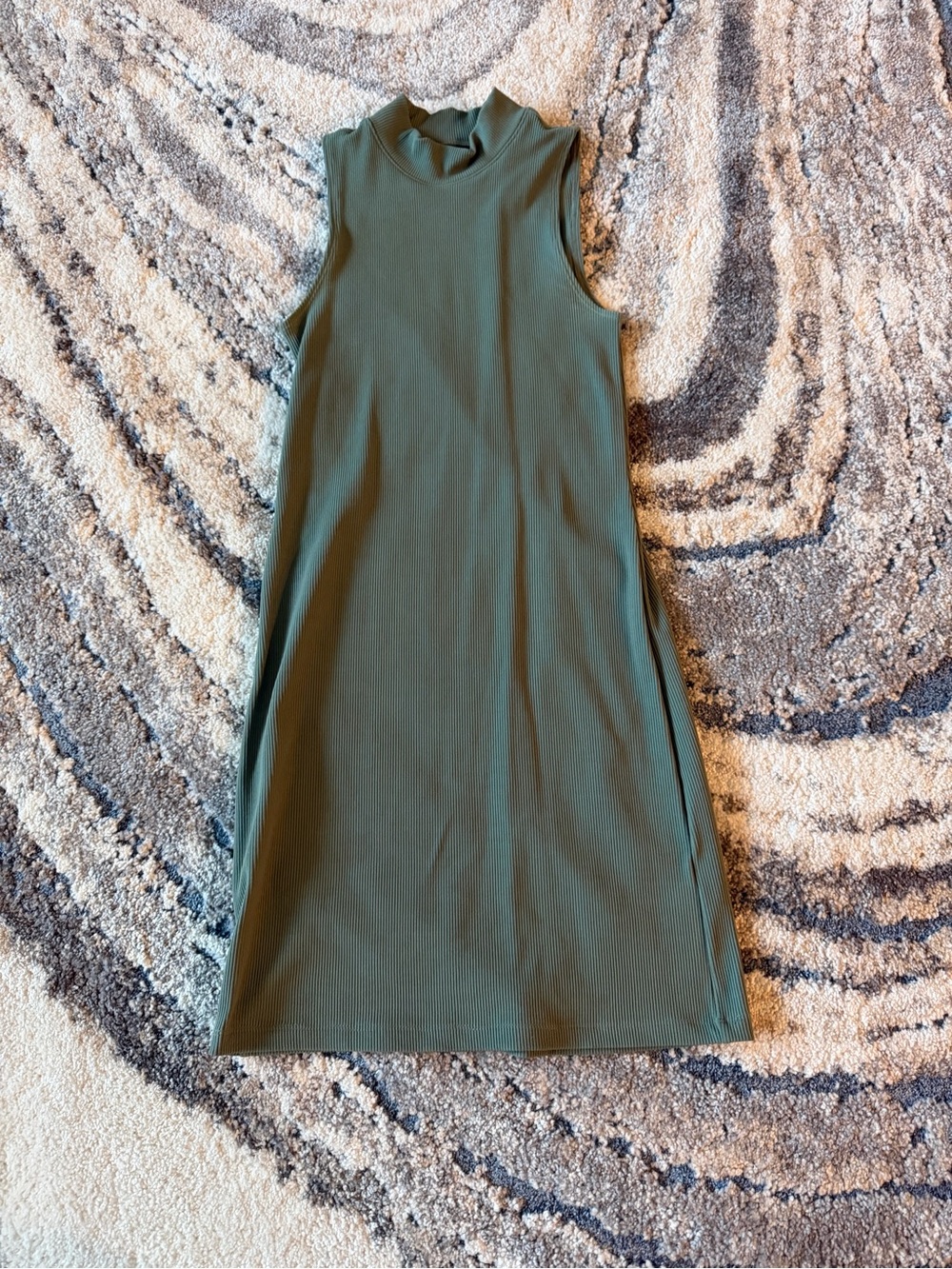 Abercrombie & Fitch Sleeveless Mock Neck Mini Dress in Olive Green